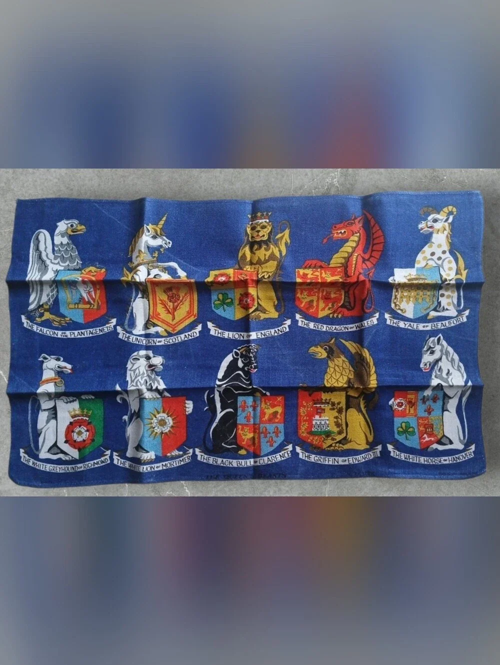 Ulster Irish Linen Tea Towel | The Queen's Beasts | Vintage